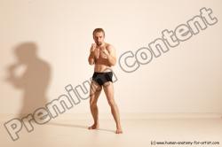 Underwear Martial art Man White Moving poses Slim Short Blond Dynamic poses Academic